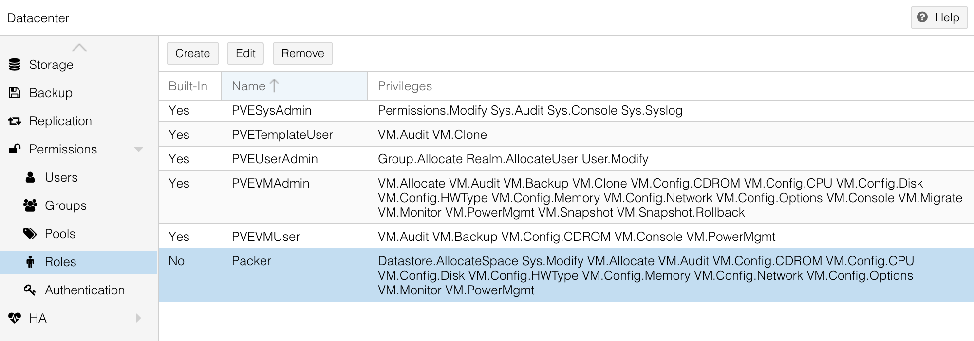 Packer role in Proxmox